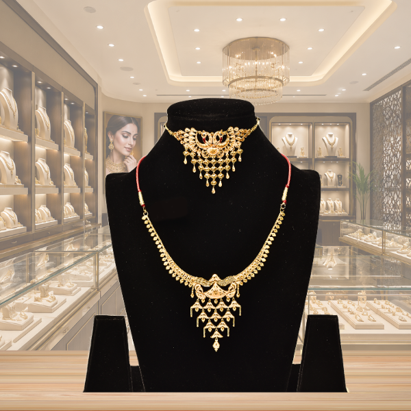 Gold Necklace with cheek